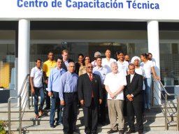 managers teachers  students of the technical institute infotep at san juan de la maguana with representatives of the canadian embassy and goldquest